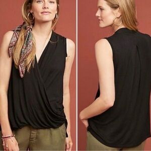 Bobi Black Sleeveless Drape Blouse